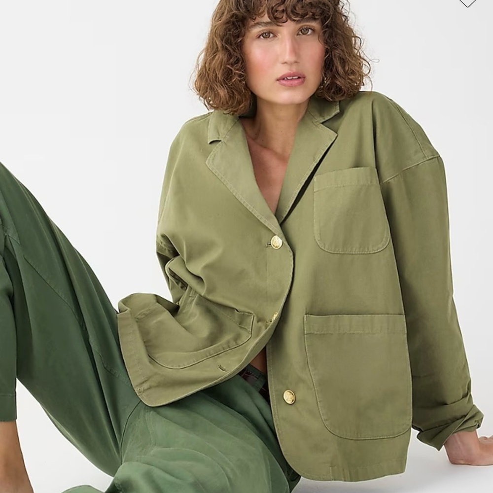 J Crew Blazer Jacket Chore Coat Chino Green L
